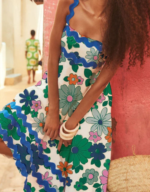 Load image into Gallery viewer, Printed Square Neck Wide Strap Dress
