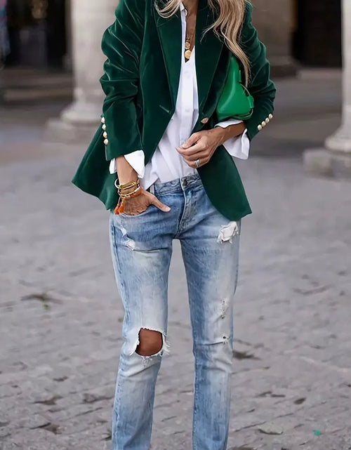 Load image into Gallery viewer, Lapel Collar One Button Blazer
