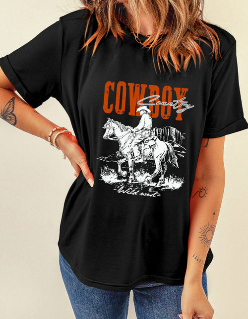 Load image into Gallery viewer, COWBOY Round Neck Short Sleeve T-Shirt
