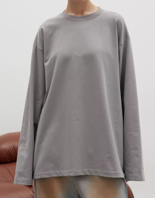 Load image into Gallery viewer, Round Neck Dropped Shoulder Long Sleeve T-Shirt
