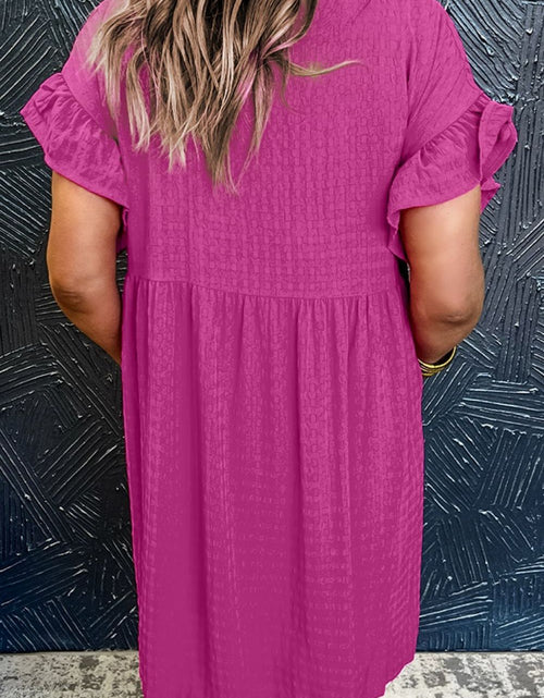 Load image into Gallery viewer, Round Neck Flounce Sleeve Mini Dress
