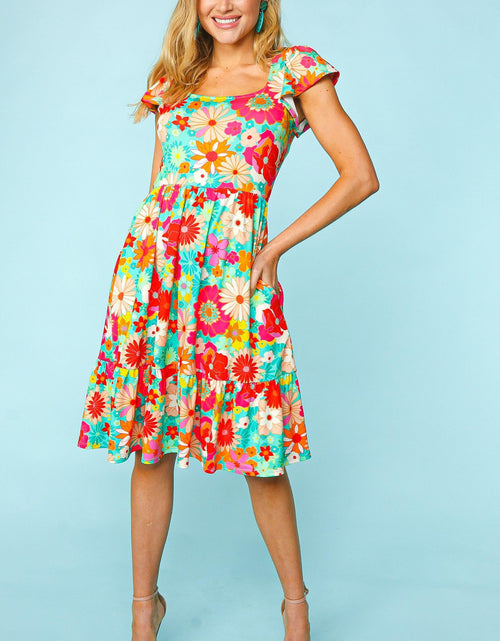 Load image into Gallery viewer, Haptics Floral Square Neck Short Sleeve Dress
