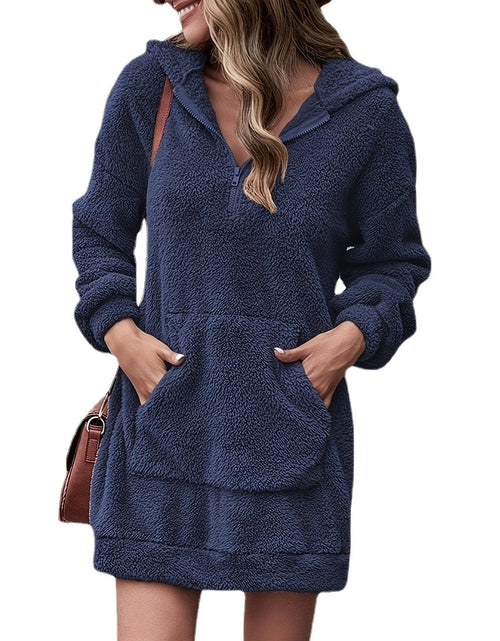 Load image into Gallery viewer, Half Zip Dropped Shoulder Oversized Hoodie
