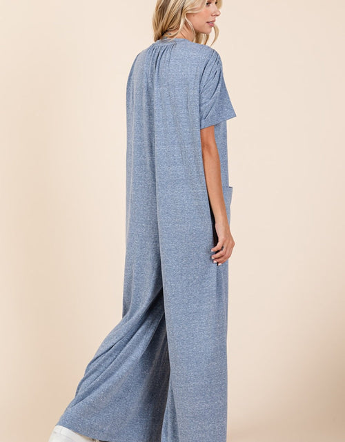 Load image into Gallery viewer, Mittoshop Button Detail Short Sleeve Wide Leg Jumpsuit
