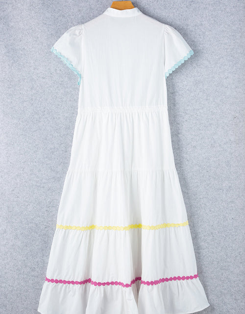 Load image into Gallery viewer, Contrast Trim Button Up Short Sleeve Dress
