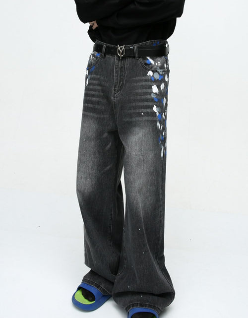 Load image into Gallery viewer, Watercolor Wide Leg Jeans with Pockets
