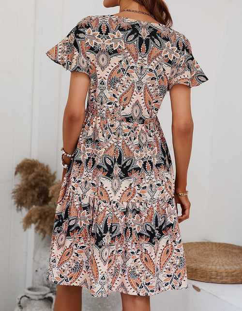 Load image into Gallery viewer, Printed V-Neck Tiered Dress
