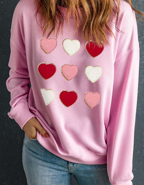 Load image into Gallery viewer, Contrast Heart Long Sleeve Sweatshirt
