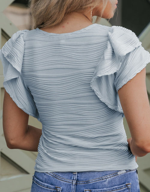 Load image into Gallery viewer, Textured Round Neck Cap Sleeve Top
