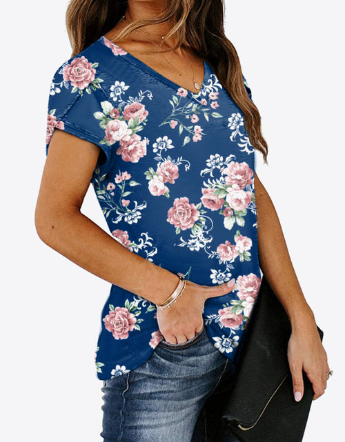 Load image into Gallery viewer, Printed Petal Sleeve V-Neck Blouse
