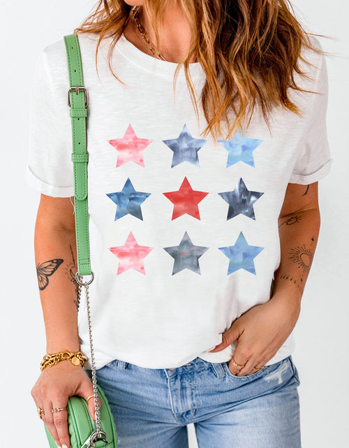 Load image into Gallery viewer, Star Round Neck Short Sleeve T-Shirt
