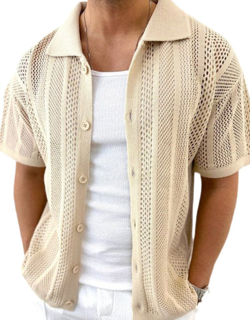 Load image into Gallery viewer, Men's Button Down Collared Neck Hollow Out Shirt
