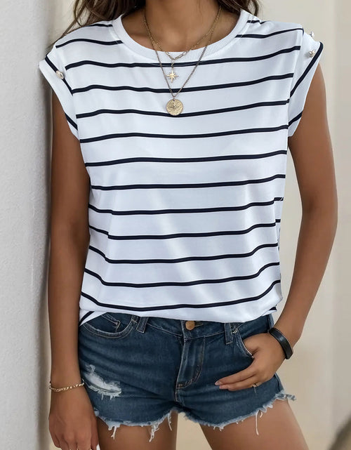 Load image into Gallery viewer, Perfee Decorative Button Round Neck T-Shirt
