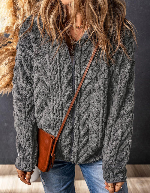 Load image into Gallery viewer, Fuzzy Zip Up Long Sleeve Jacket
