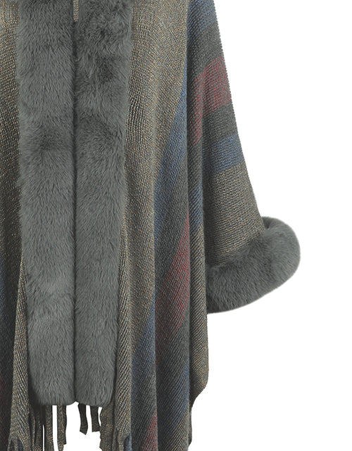 Load image into Gallery viewer, Color Block Fringe Detail Poncho
