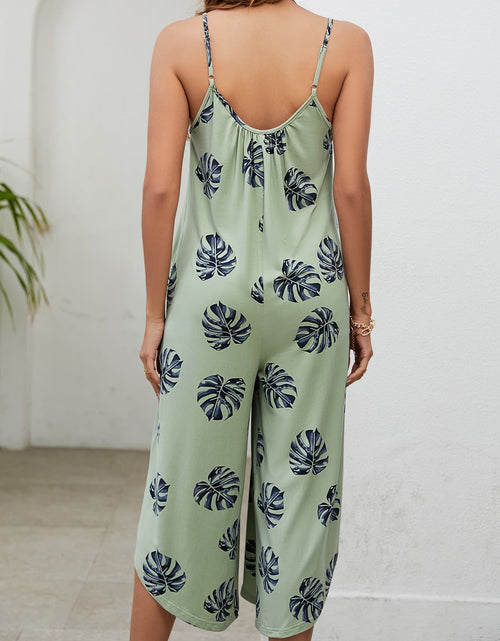 Load image into Gallery viewer, Botanical Print Spaghetti Strap Scoop Neck Jumpsuit
