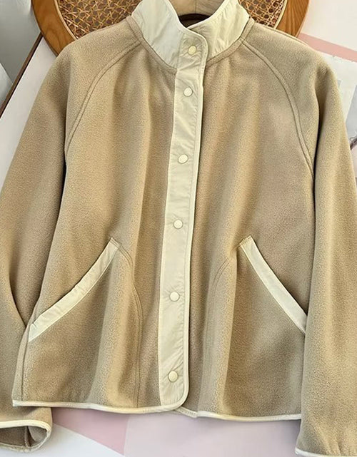 Load image into Gallery viewer, Double Take Snap Down Contrast Fleece Jacket with Pockets
