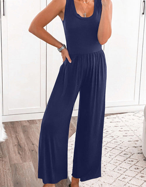 Load image into Gallery viewer, Full Size Scoop Neck Wide Strap Jumpsuit
