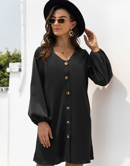 Load image into Gallery viewer, V-Neck Long Sleeve Mini Dress
