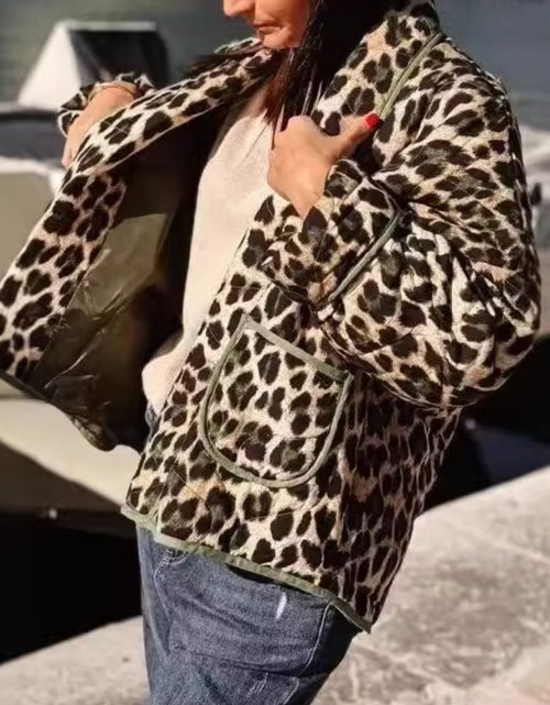 Load image into Gallery viewer, Leopard Open Front Long Sleeve Outerwear
