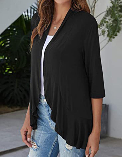 Load image into Gallery viewer, Open Front Three-Quarter Sleeve Cardigan
