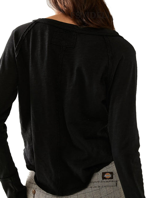 Load image into Gallery viewer, Exposed Seam Notched Long Sleeve T-Shirt
