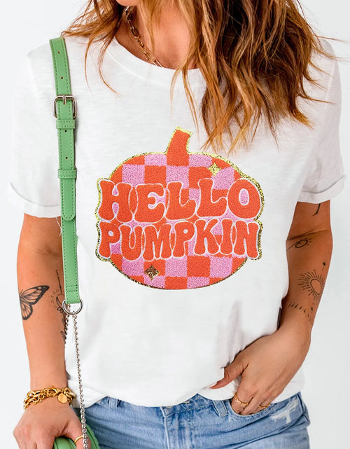 Load image into Gallery viewer, Pumpkin Round Neck Short Sleeve T-Shirt
