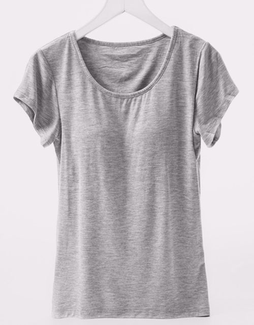 Load image into Gallery viewer, Round Neck Short Sleeve T-Shirt with Bra
