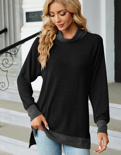 Load image into Gallery viewer, Slit Mock Neck Long Sleeve T-Shirt
