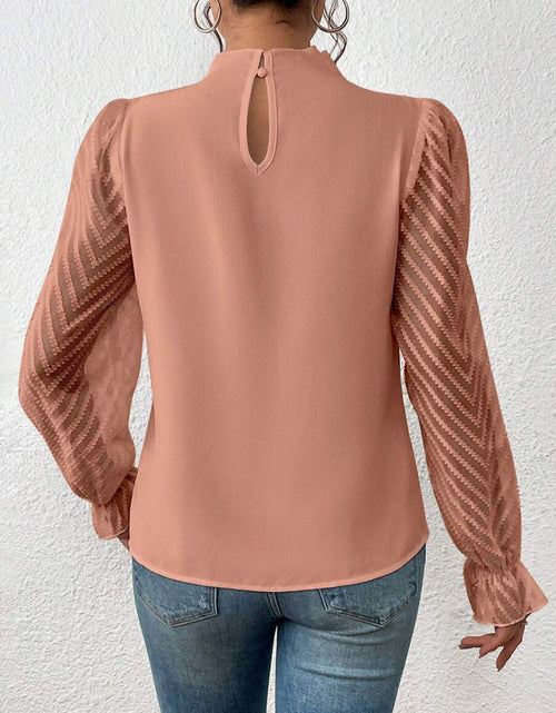 Load image into Gallery viewer, Mock Neck Flounce Sleeve Blouse
