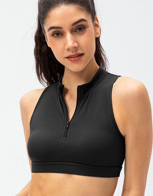 Load image into Gallery viewer, Full Size Cropped Cutout Back Zipper Front Active Tank Top
