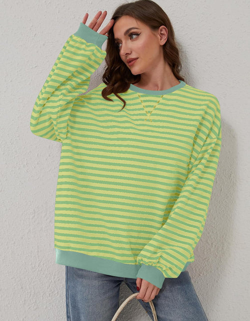Load image into Gallery viewer, Lovelet Contrast Striped Long Sleeve Sweatshirt

