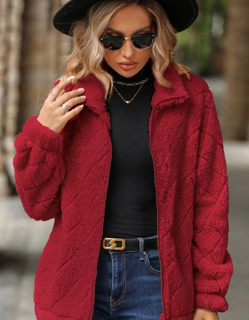 Load image into Gallery viewer, Fuzzy Pocketed Zip Up Jacket
