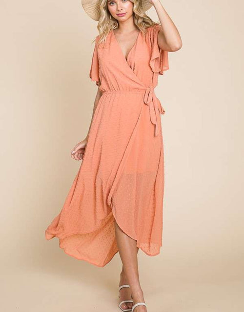 Load image into Gallery viewer, Culture Code Full Size Swiss Dot Tied Slit Short Sleeve Dress
