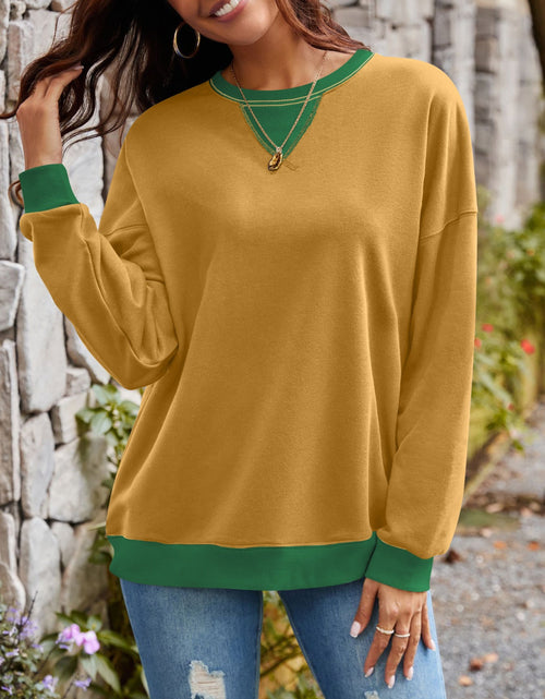 Load image into Gallery viewer, Lovelet Contrast Round Neck Long Sleeve Sweatshirt
