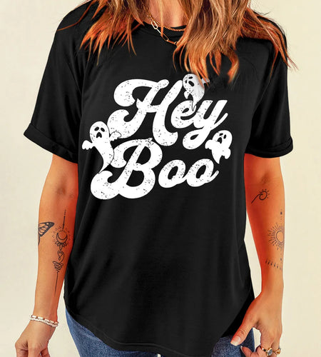 Letter Graphic Round Neck Short Sleeve T-Shirt