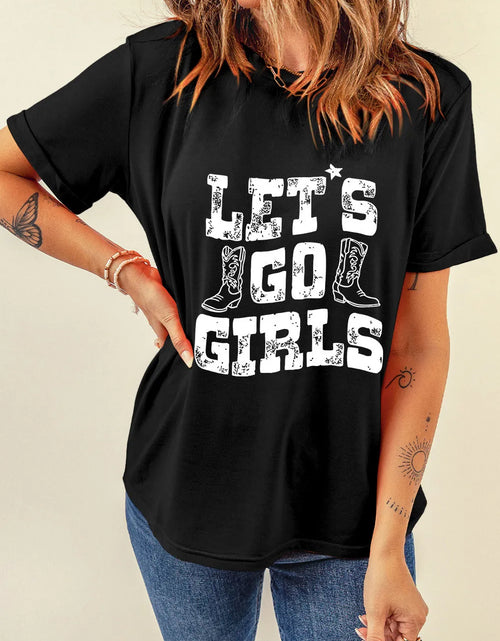 Load image into Gallery viewer, Letter Graphic Round Neck Short Sleeve T-Shirt
