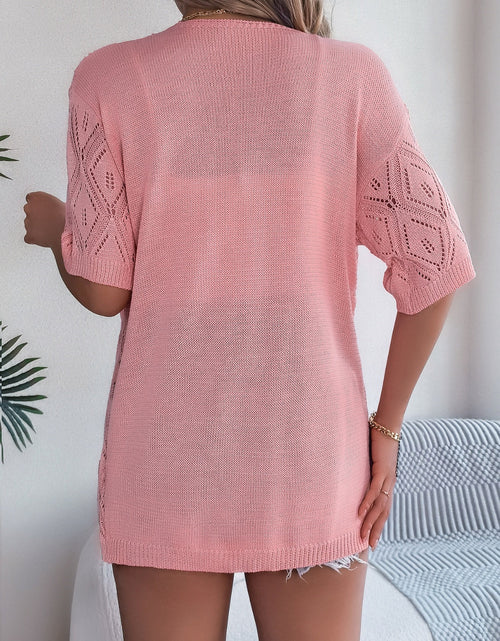 Load image into Gallery viewer, Openwork Open Front Half Sleeve Cardigan
