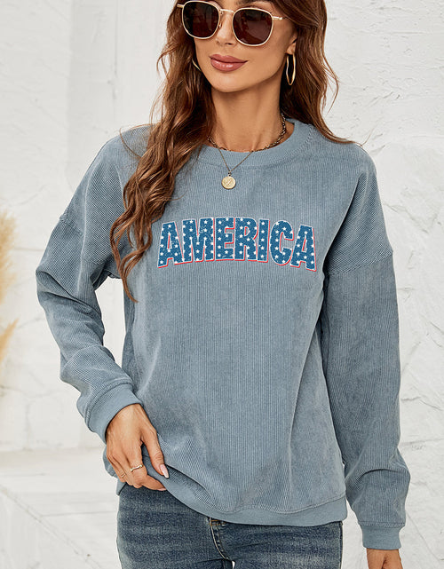 Load image into Gallery viewer, AMERICA Graphic Dropped Shoulder Sweatshirt
