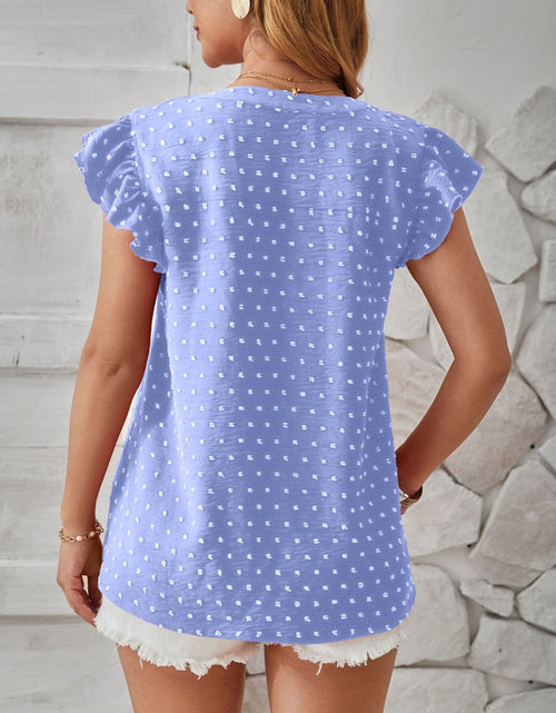 Load image into Gallery viewer, Swiss Dot Ruffled Cap Sleeve T-Shirt
