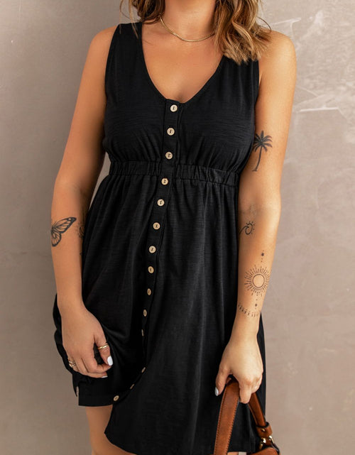 Load image into Gallery viewer, Sleeveless Button Down Mini Magic Dress
