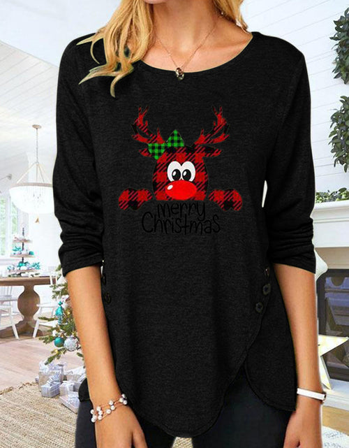 Load image into Gallery viewer, Full Size Reindeer Round Neck Long Sleeve T-Shirt

