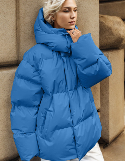 Load image into Gallery viewer, Pocketed Zip Up Hooded Puffer Jacket
