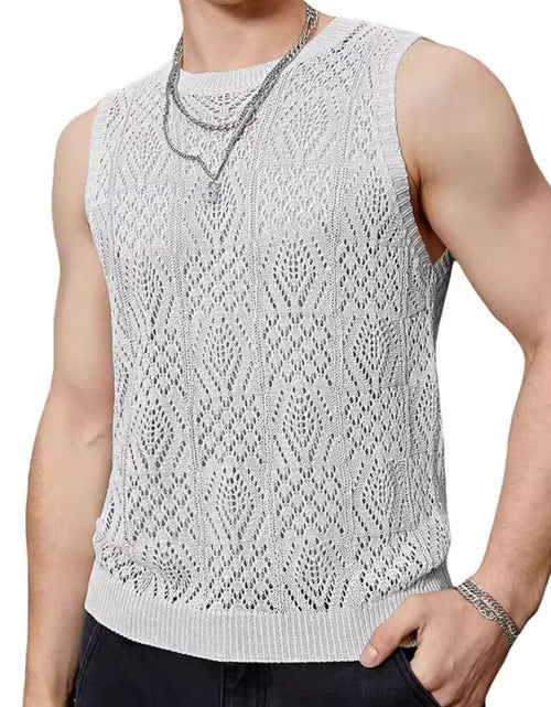 Load image into Gallery viewer, Men's Openwork Round Neck Tank
