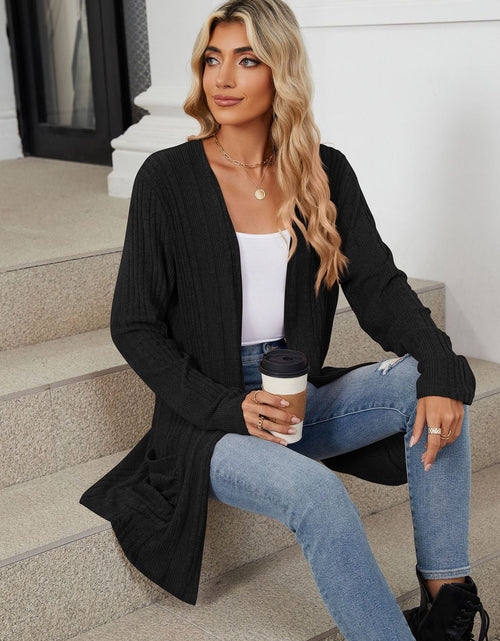 Load image into Gallery viewer, Pocketed Open Front Long Sleeve Cardigan
