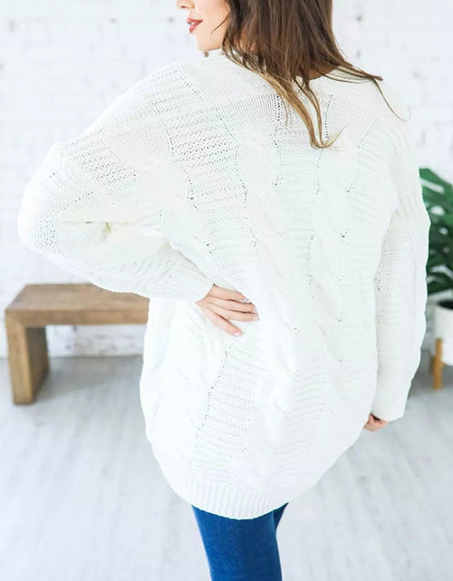 Load image into Gallery viewer, Cable-Knit Open Front Long Sleeve Cardigan
