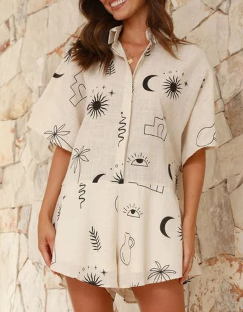 Load image into Gallery viewer, Printed Collared Neck Half Sleeve Romper
