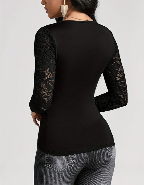 Load image into Gallery viewer, Lace Ruched Surplice Long Sleeve Top
