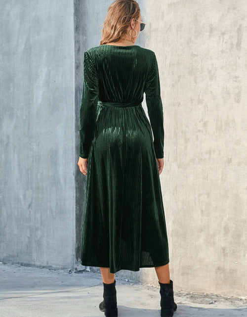 Load image into Gallery viewer, Tie Front Long Sleeve Slit Dress
