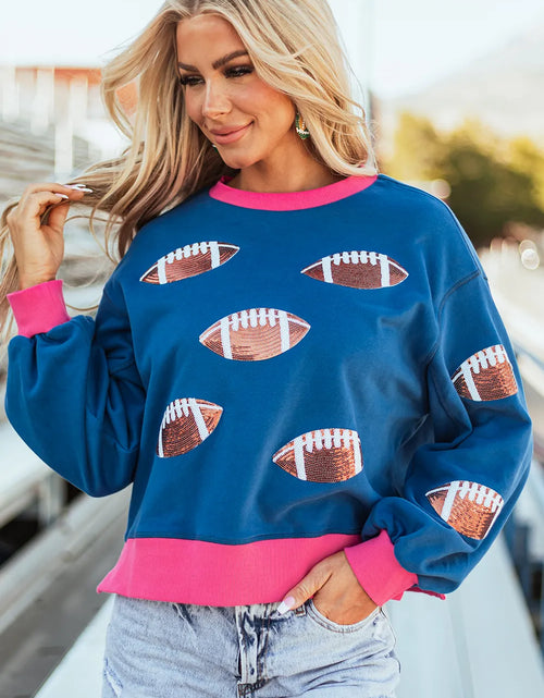 Load image into Gallery viewer, Contrast Football Long Sleeve Sweatshirt
